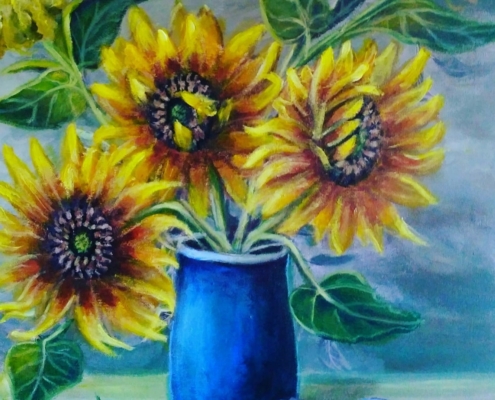 floare de soare cu prune - sarbu cristina tablou